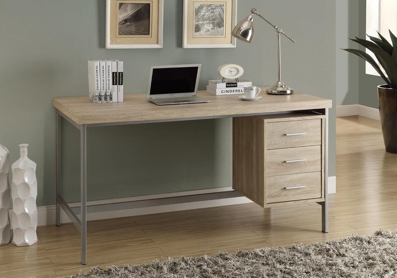 MONARCH - COMPUTER DESK - 60"L / WHITE / SILVER METAL