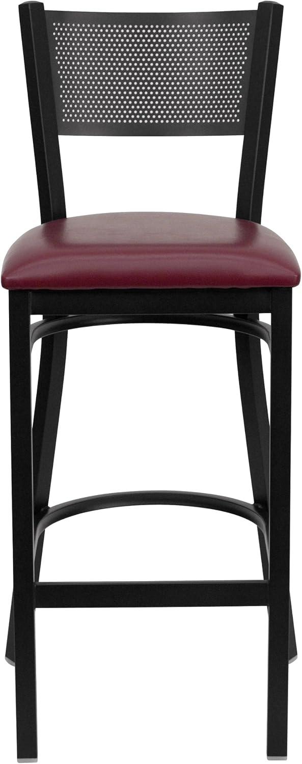 Flash Furniture Miranda Commercial Grade Grid Back Metal Restaurant Barstool with Vinyl Seat
