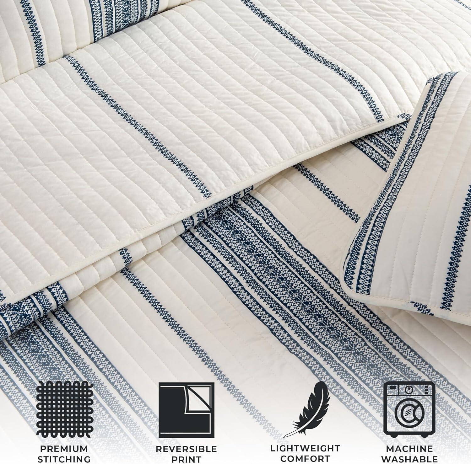 Striped Farmhouse Reversible Quilt Set with Shams