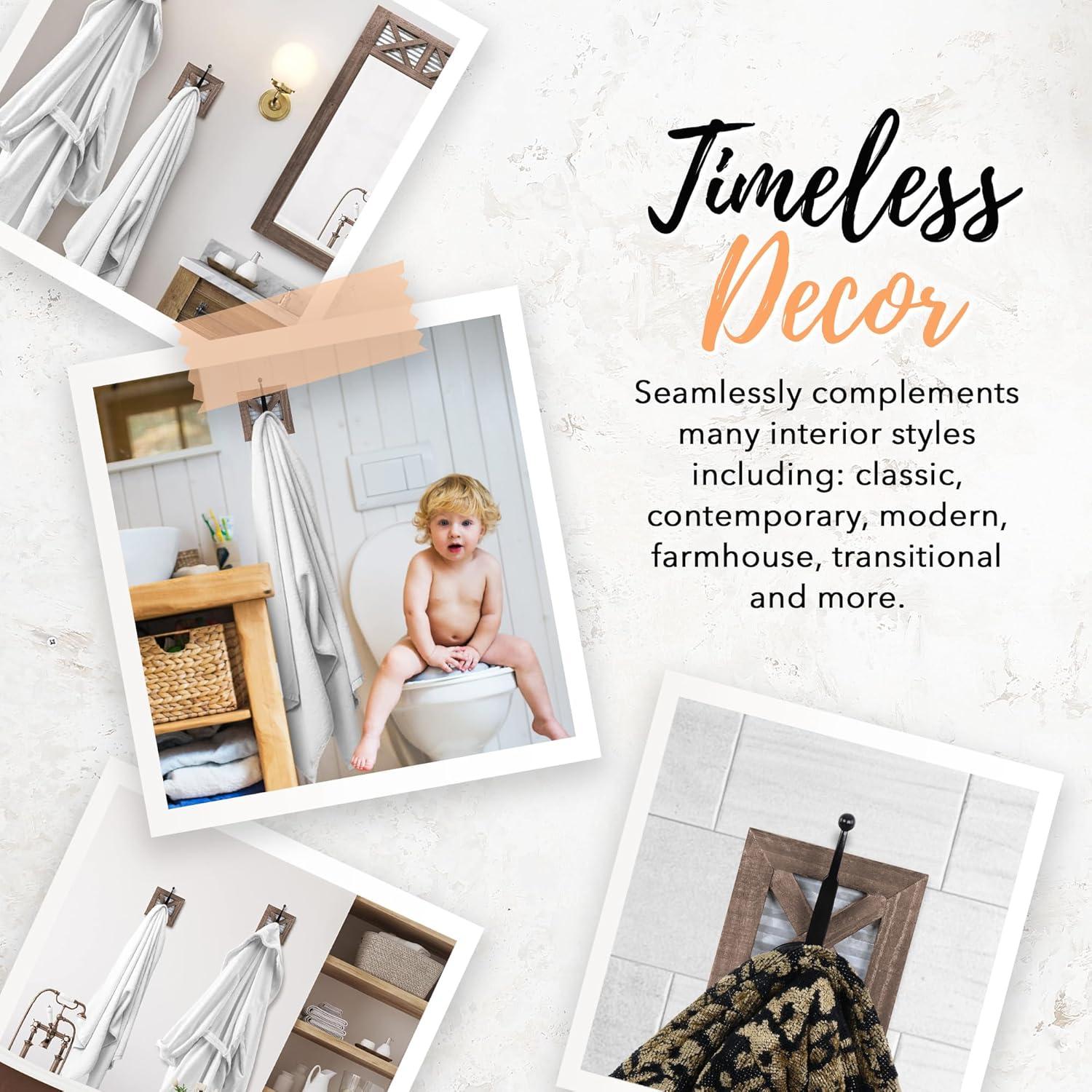 Autumn Alley RHK001 Rustic Farmhouse Wall Mounted Towel Hook Set - 2 Robe Hooks