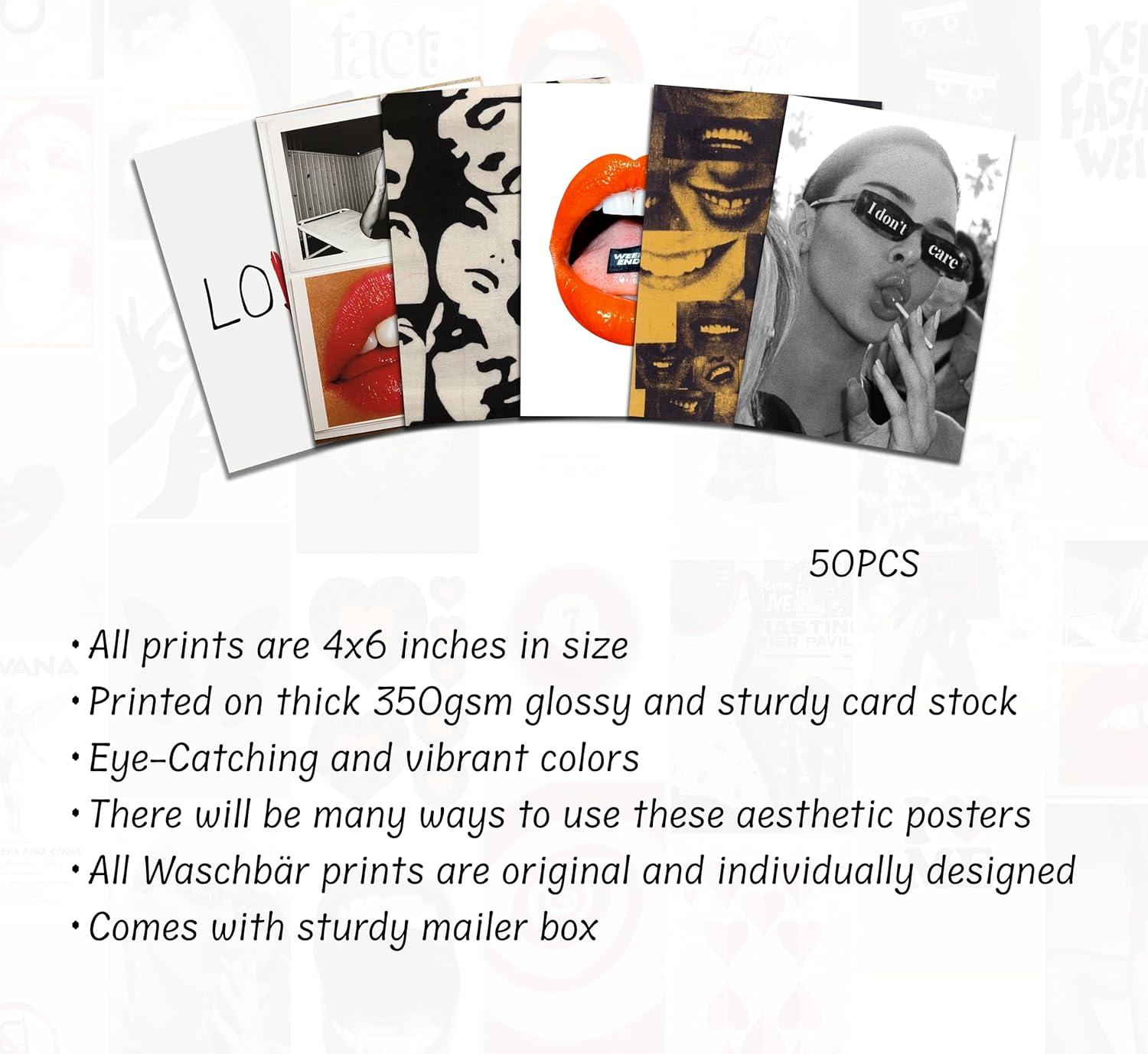 Waschbär Downtown Girl Posters, Y2k Wall Art Prints for Bedroom, Coquette Wall Collage Kit for Room Aesthetic, Vintage Dorm Gallery Downtown Home Decor