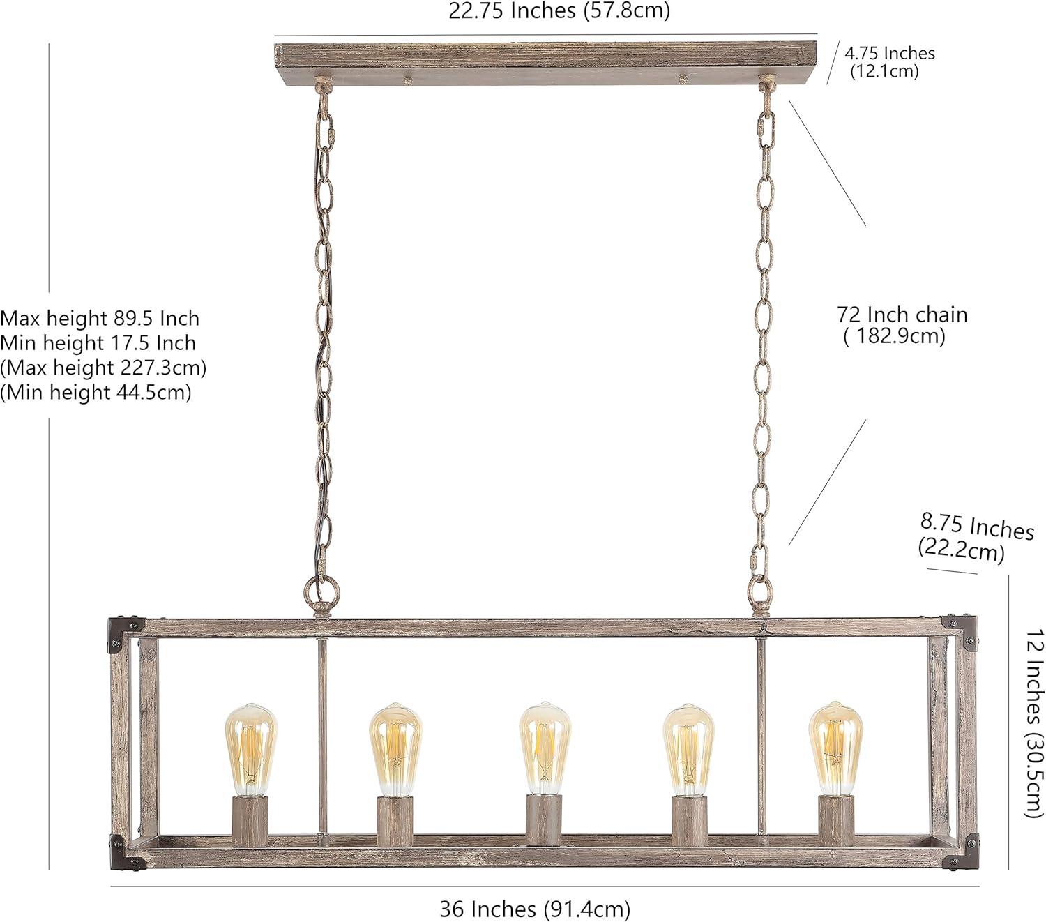 Magnolia Rustic 36" 5-Light Farmhouse LED Pendant in Oil-Rubbed Bronze