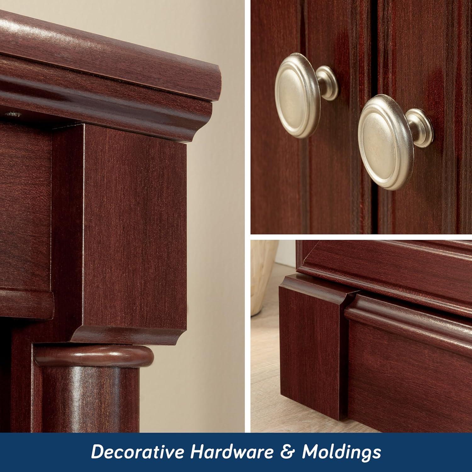 72" Palladia Library with Doors Select Cherry Red - Sauder: MDF Construction, Laminate Surface, Classic Design