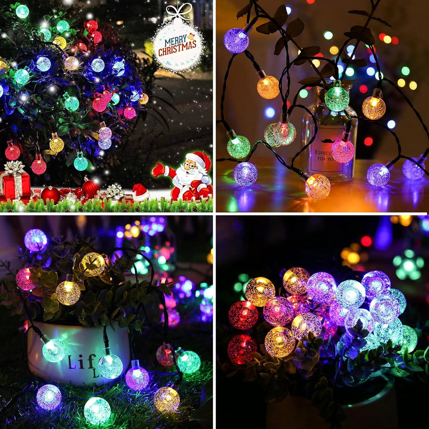 Solar String Lights Outdoor 2 Pack 200 Led 80FT Multi-Color Crystal Globe Lights with 8 Lighting Modes, Waterproof Solar Powered Patio Lights for Garden Yard Porch Wedding Party Decoration