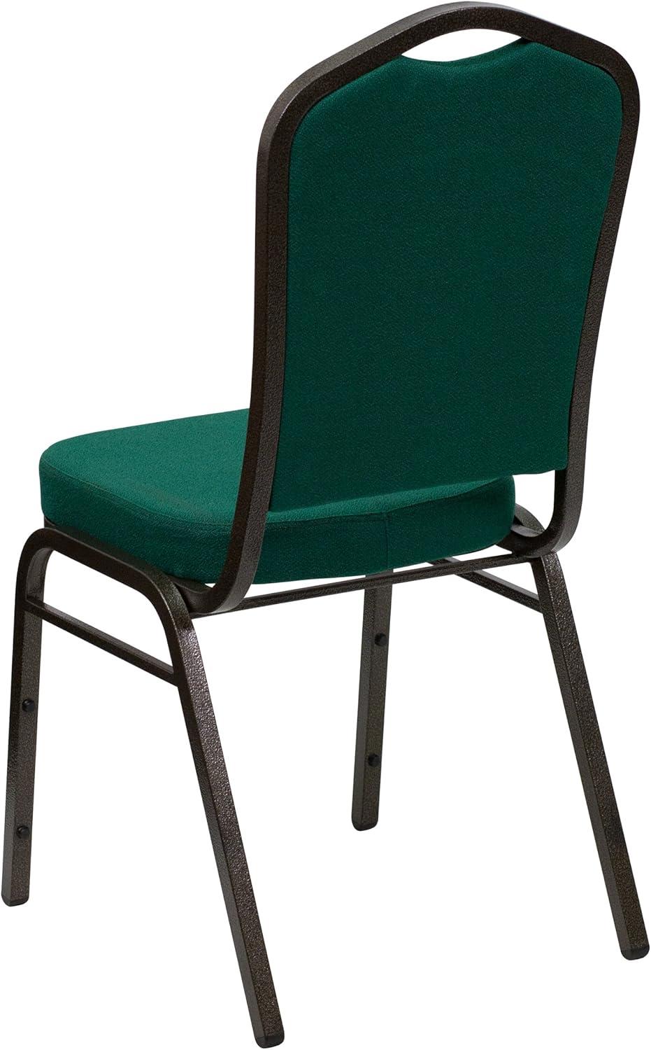 Flash Furniture HERCULES Series Crown Back Stacking Banquet Chair in Green Fabric - Gold Vein Frame