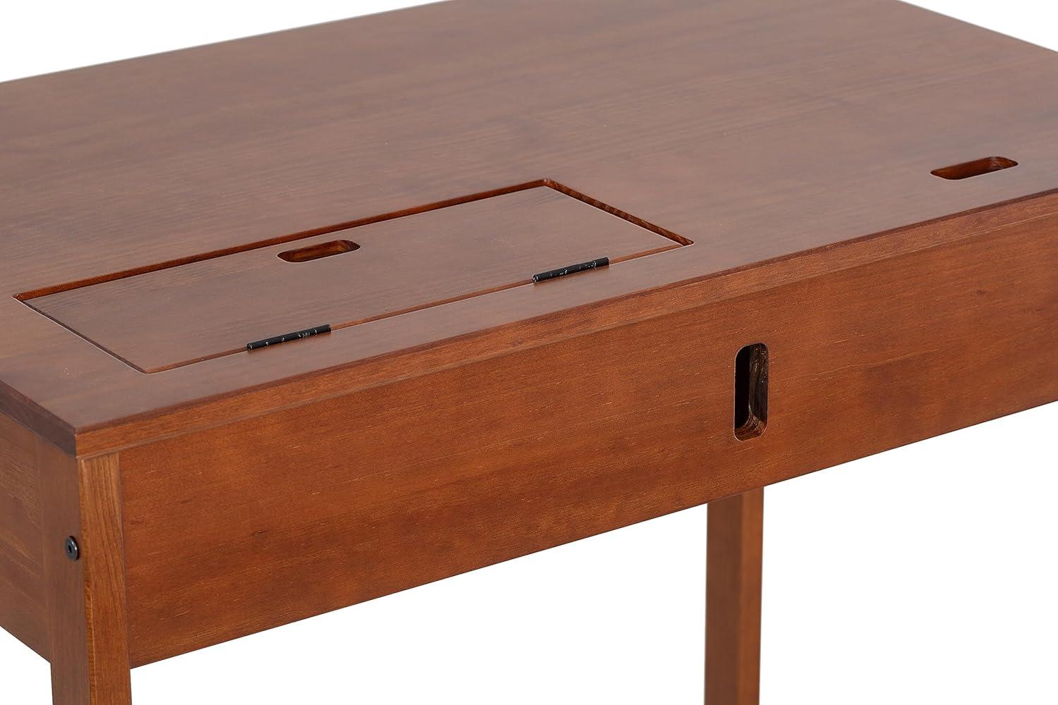 Memomad Bali Modern Home Office Desk with Drawer and Smart Storage for All Ages (35in Width, Caramel Brown Wood)