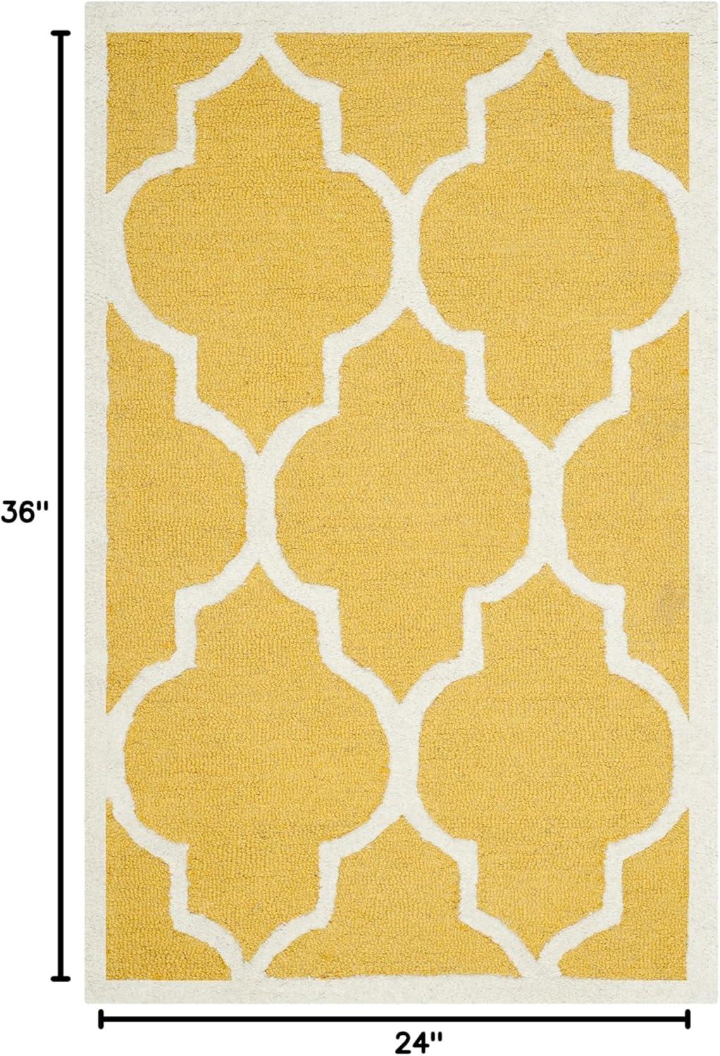 SAFAVIEH Cambridge Kevin Geometric Wool Area Rug, Gold/Ivory, 2' x 3'