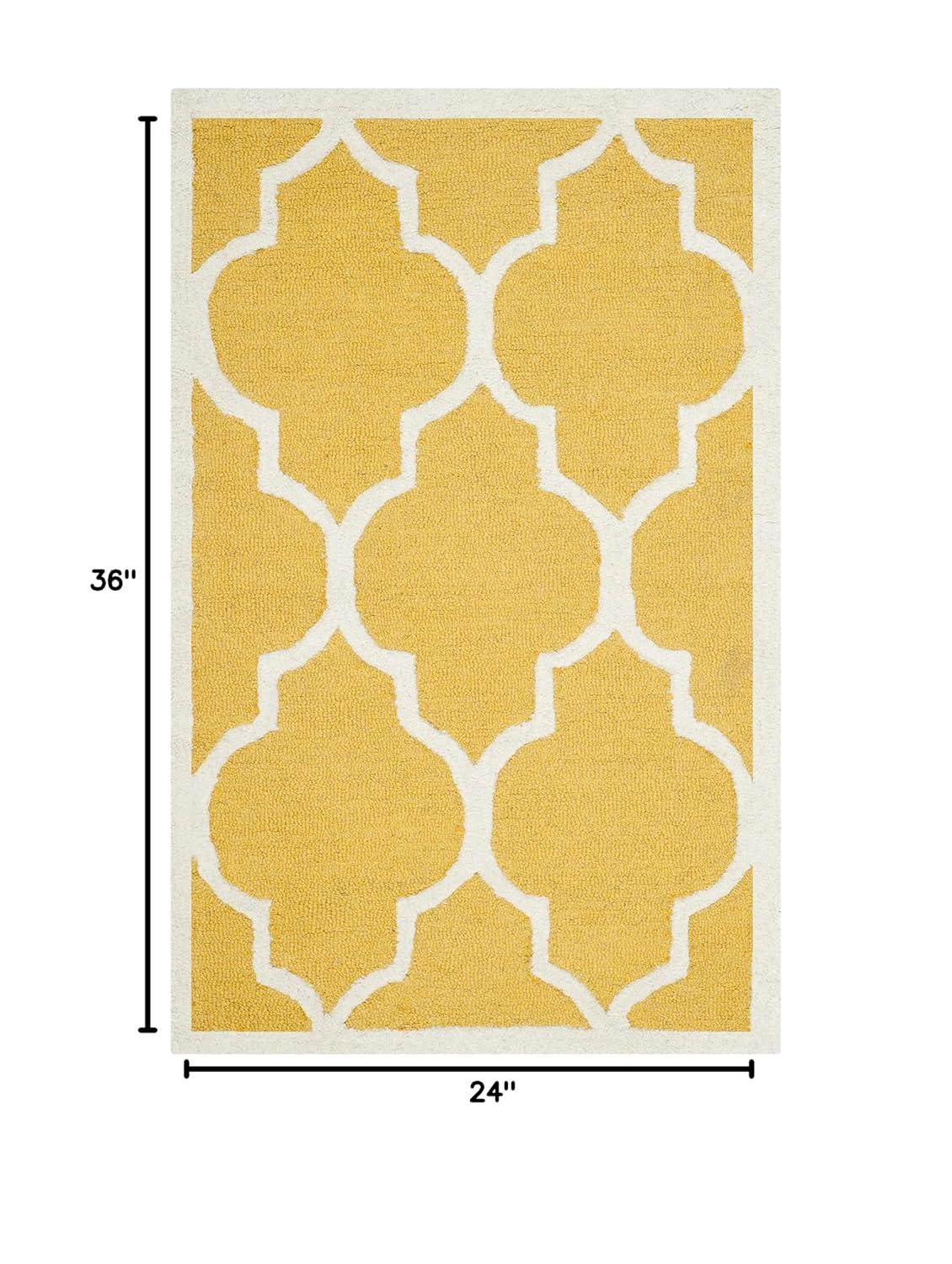 SAFAVIEH Cambridge Kevin Geometric Wool Area Rug, Gold/Ivory, 2' x 3'