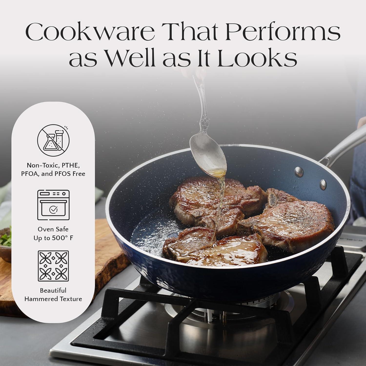 Orgreenic Ceramic Nonstick 6-PC Sauté & Frying Pan Set, 8", 10",12" with Glass Lids