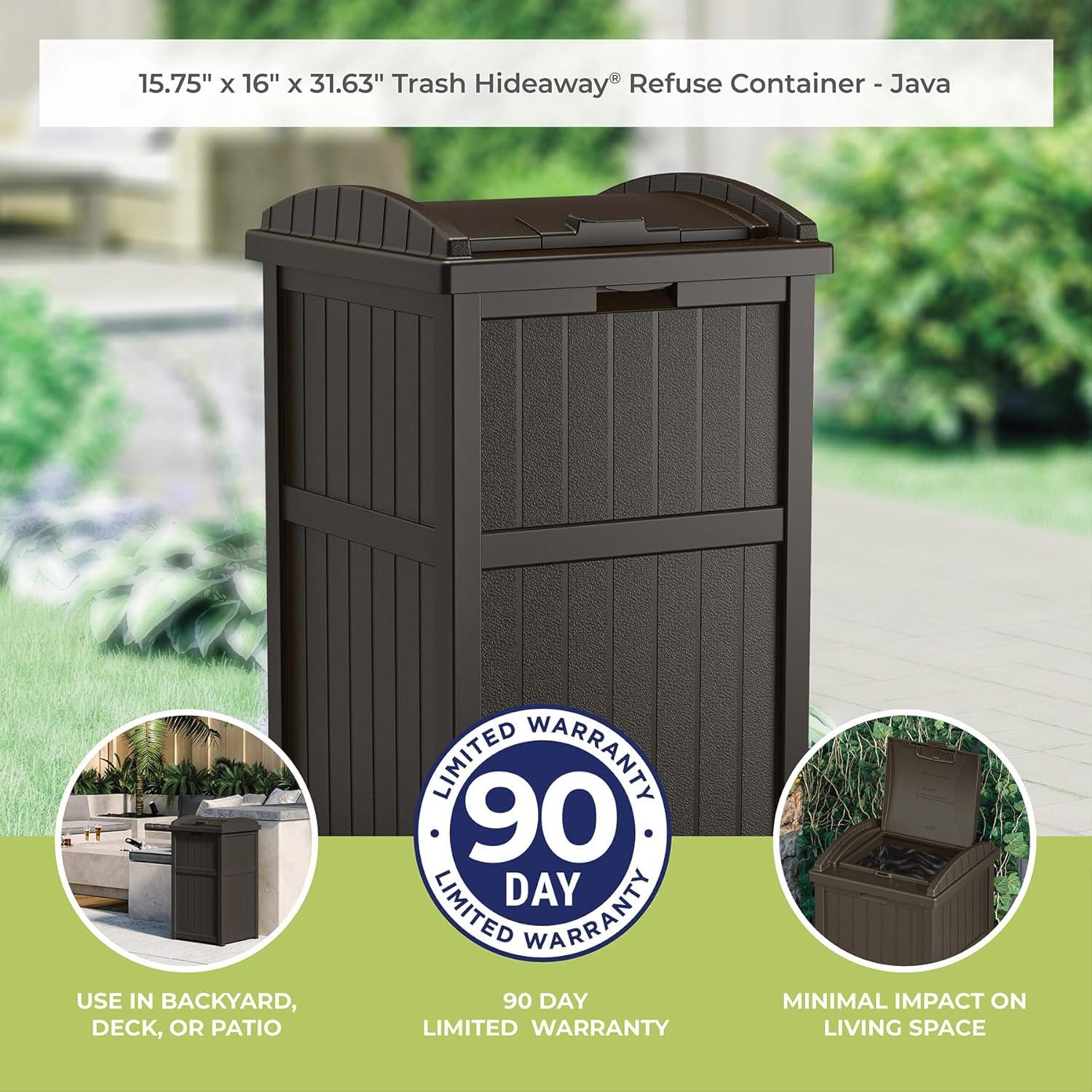 Java Brown 33 Gallon Outdoor Plastic Trash Hideaway