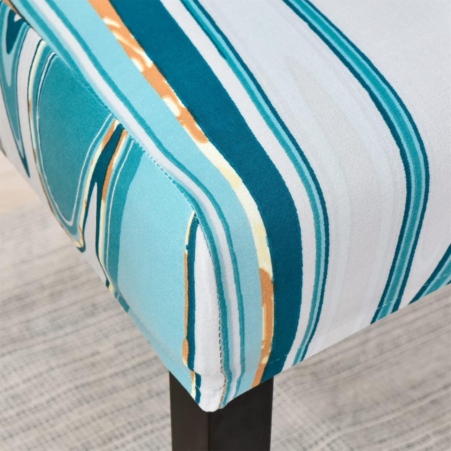 Set of 6 Blue and White Stretch Spandex Dining Chair Covers