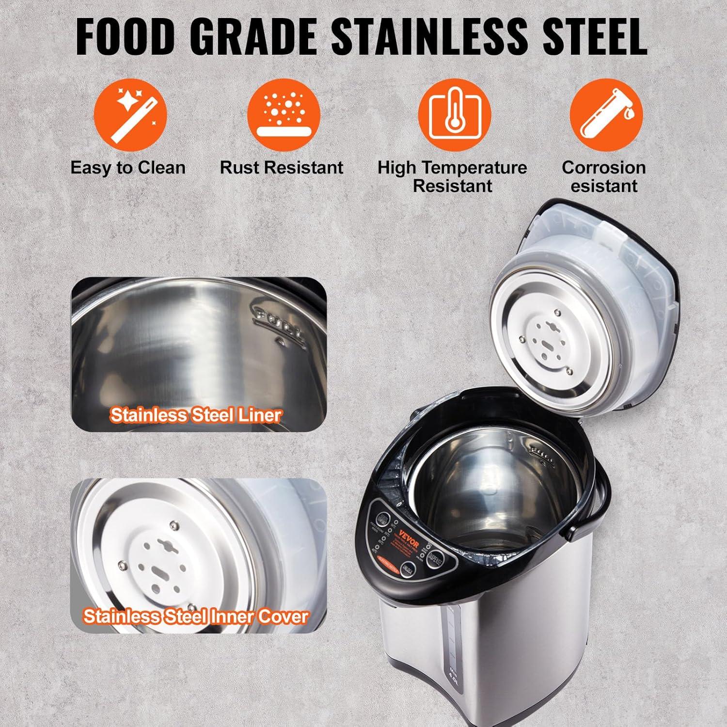 VEVOR Hot Water Dispenser, Adjustable 4 Temperatures Water Boiler and Warmer, 304 Stainless Steel Countertop Water Heater, 3-Way Dispense for Tea, Coffee and Baby Formula, 4L/135 oz