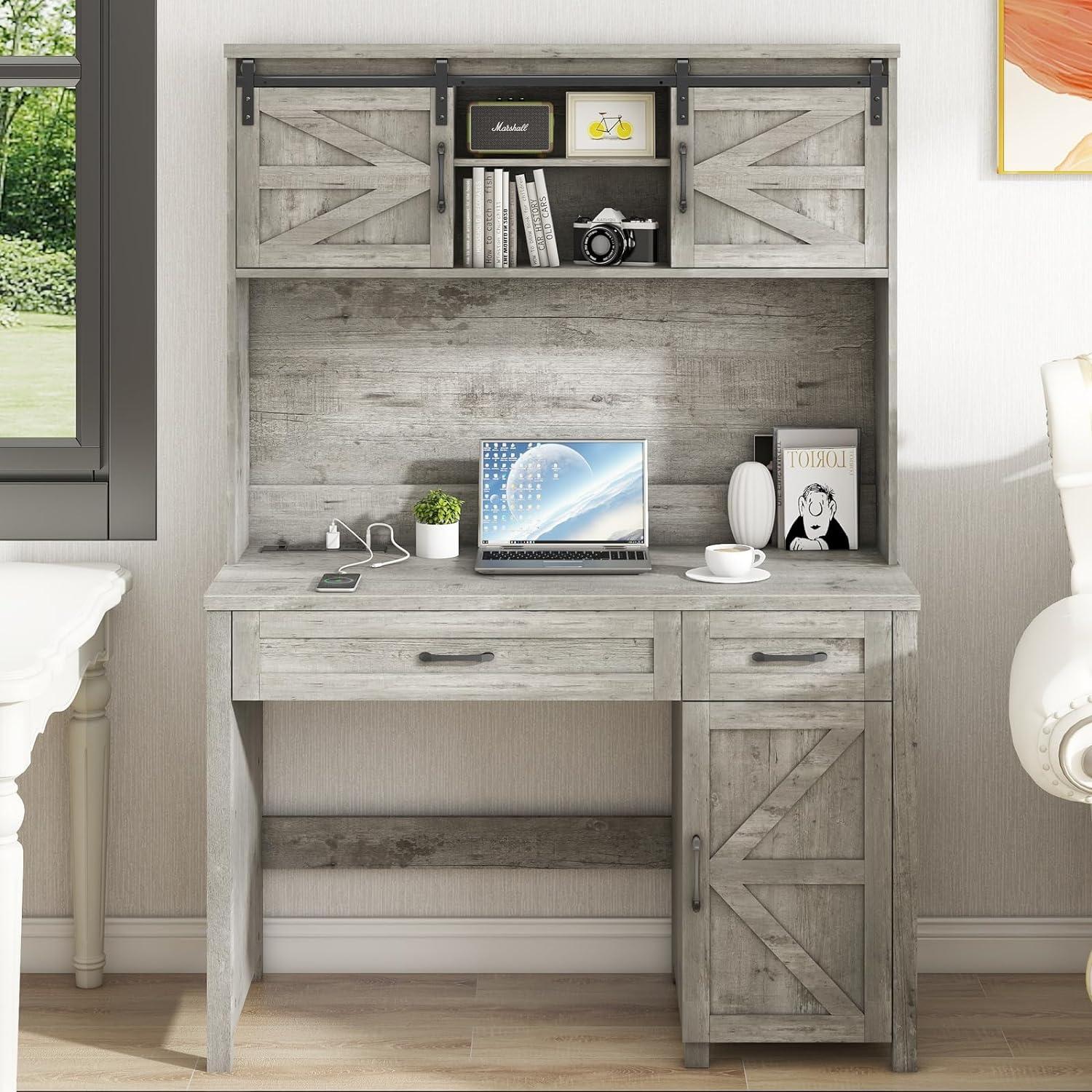 Farmhouse 47" Executive Desk, Computer Desk with Drawers and Storage Cabinet, is versatile and suitable for a variety of people