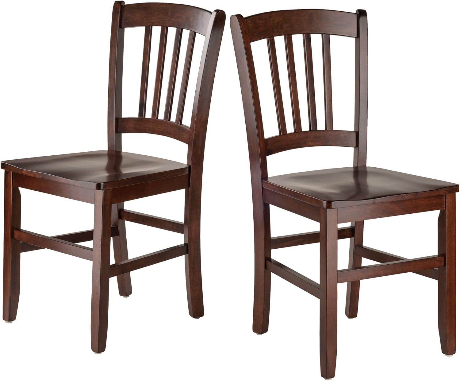 Set of 2 Madison Slat Back Chairs Walnut - Winsome: Hardwood Construction, Contoured Seat, 220lb Capacity