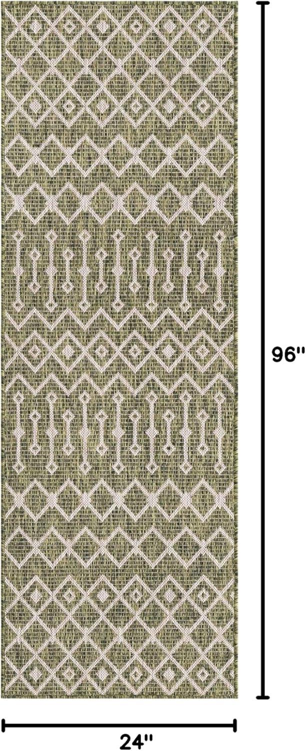 Unique Loom 2' 0 x 8' 0 Runner Indoor/Outdoor Trellis Green Runner Rug