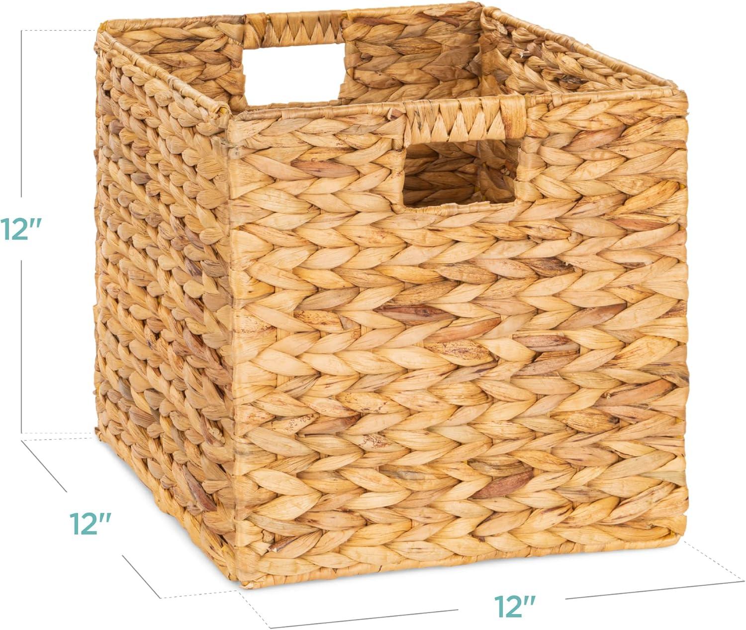 Natural Hyacinth Collapsible Storage Baskets 12x12in, Set of 5