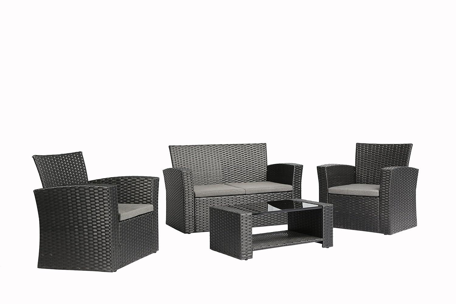 Baner Garden Complete Patio 4 Piece Rattan Wicker Conversation Set