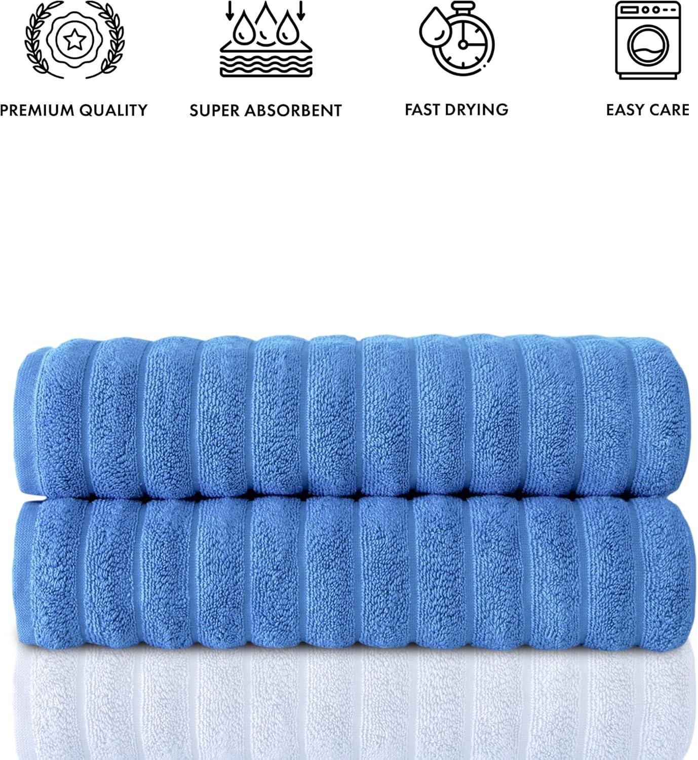 Classic Turkish Towels CTT Premium 2 Pack Bath Towels Set, Made with 100% Turkish Cotton, Spa & Hotel, Quick Drying Towels, Absorbent & Comfy | 27"x54" (Blue)