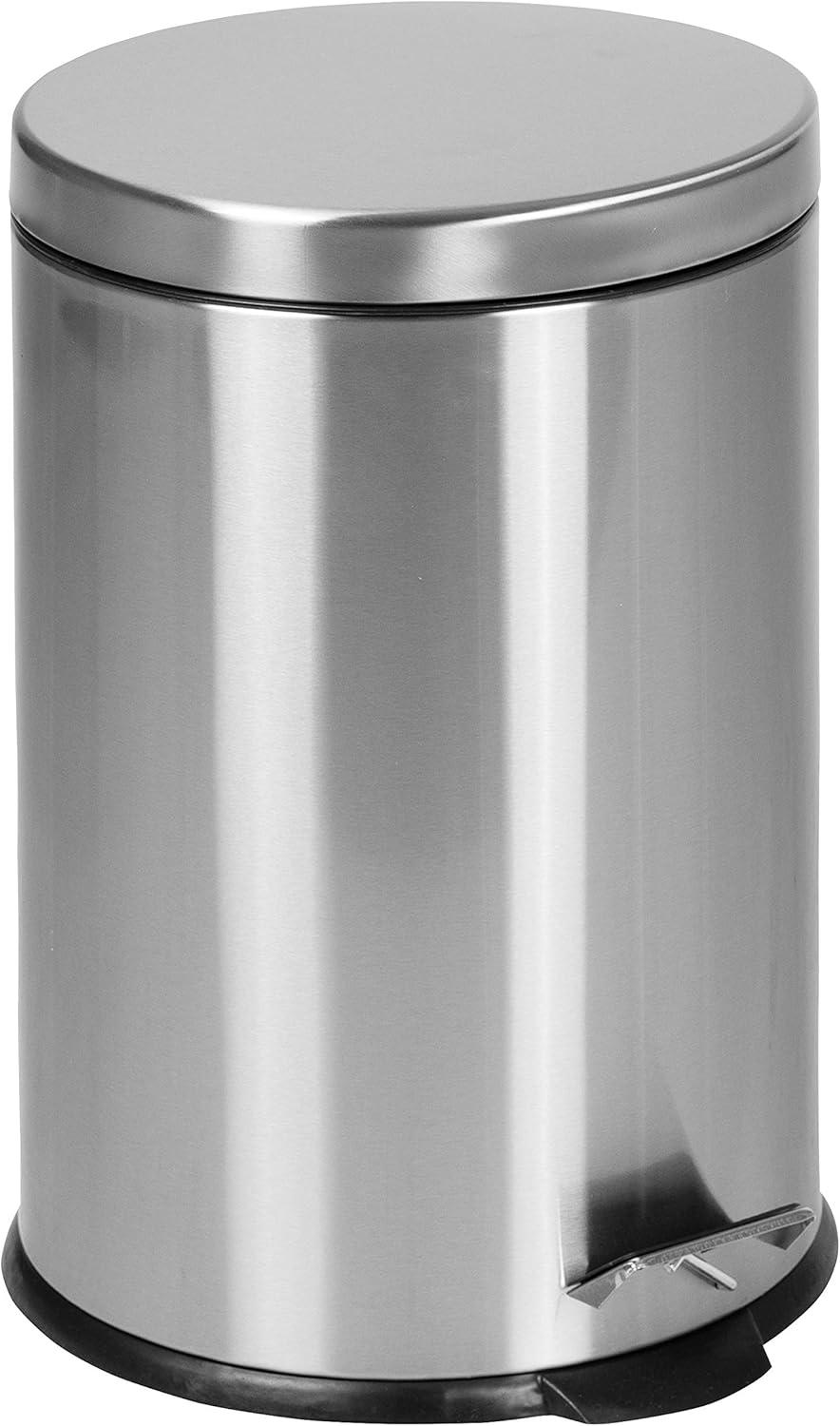 Silver Stainless Steel Fingerprint Resistant Pedal Trash Can 5.3 Gallons