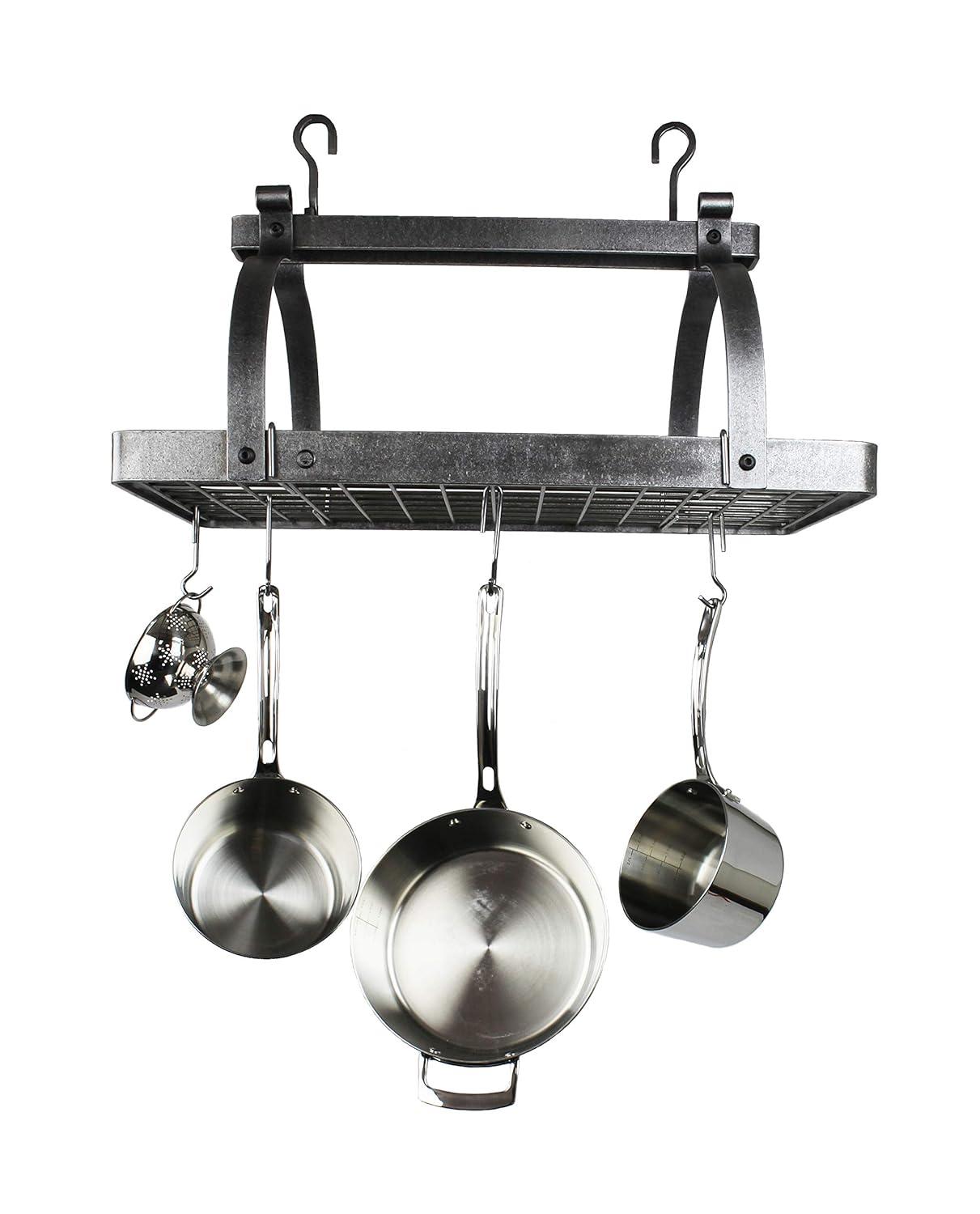 Enclume Signature 30" Rectangle Ceiling Pot Rack with Tigerwood & 24 Hooks