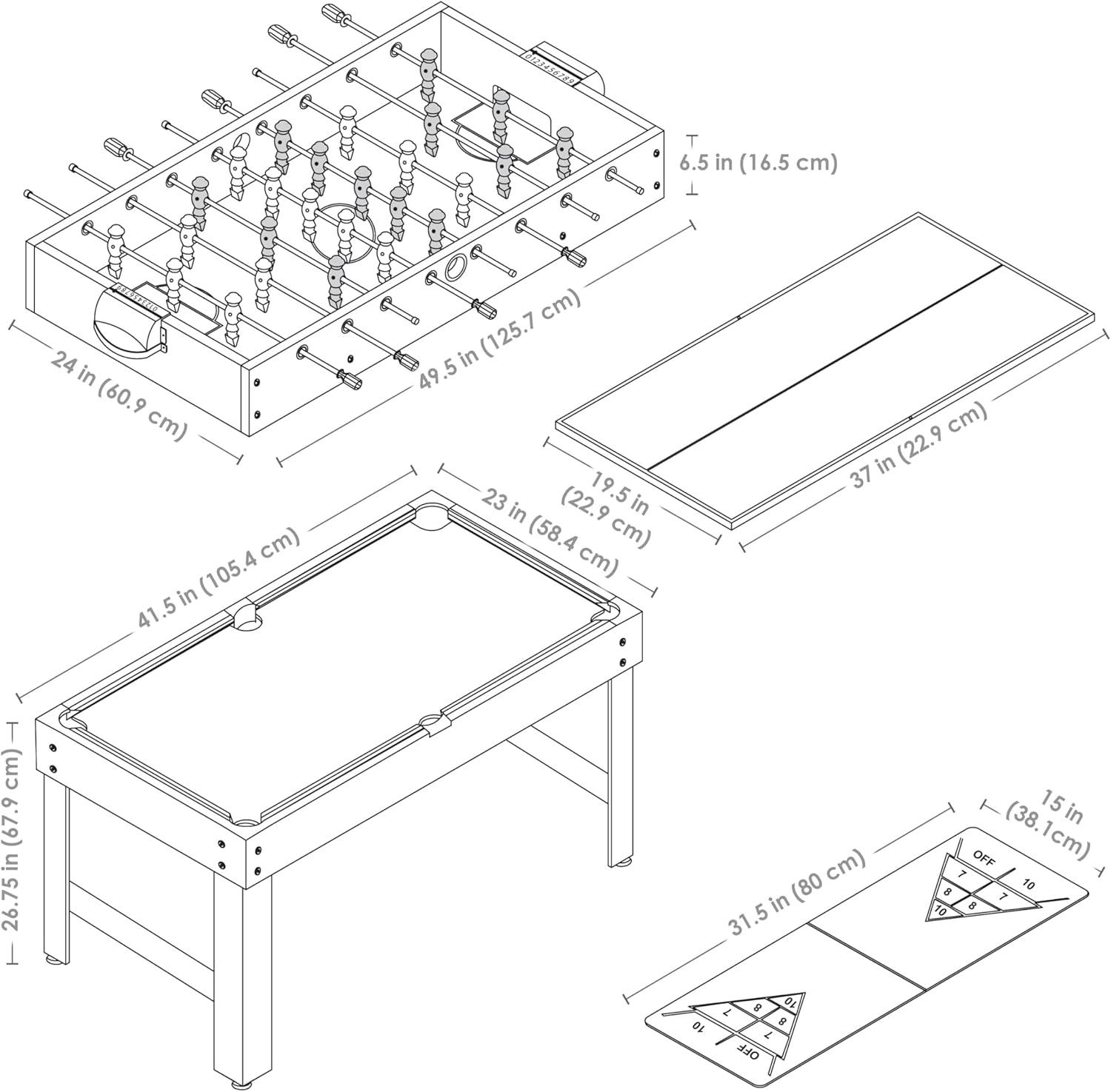 Sunnydaze 10-in-1 Multi-Game Table with Billiards, Foosball, Hockey, Ping Pong, Chess, Checkers, Backgammon, Shuffleboard, Bowling, and Cards - 49.5"