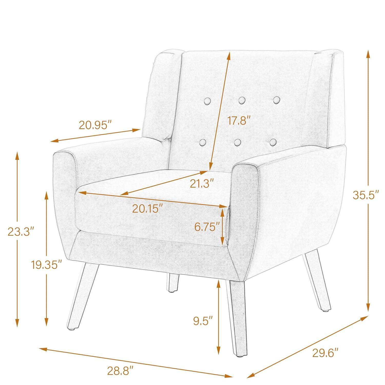 UIXE Faux Leather Accent Chair Upholstered Comfortable Armchair Modern Bedroom Chairs with Solid Wooden Legs, Brown