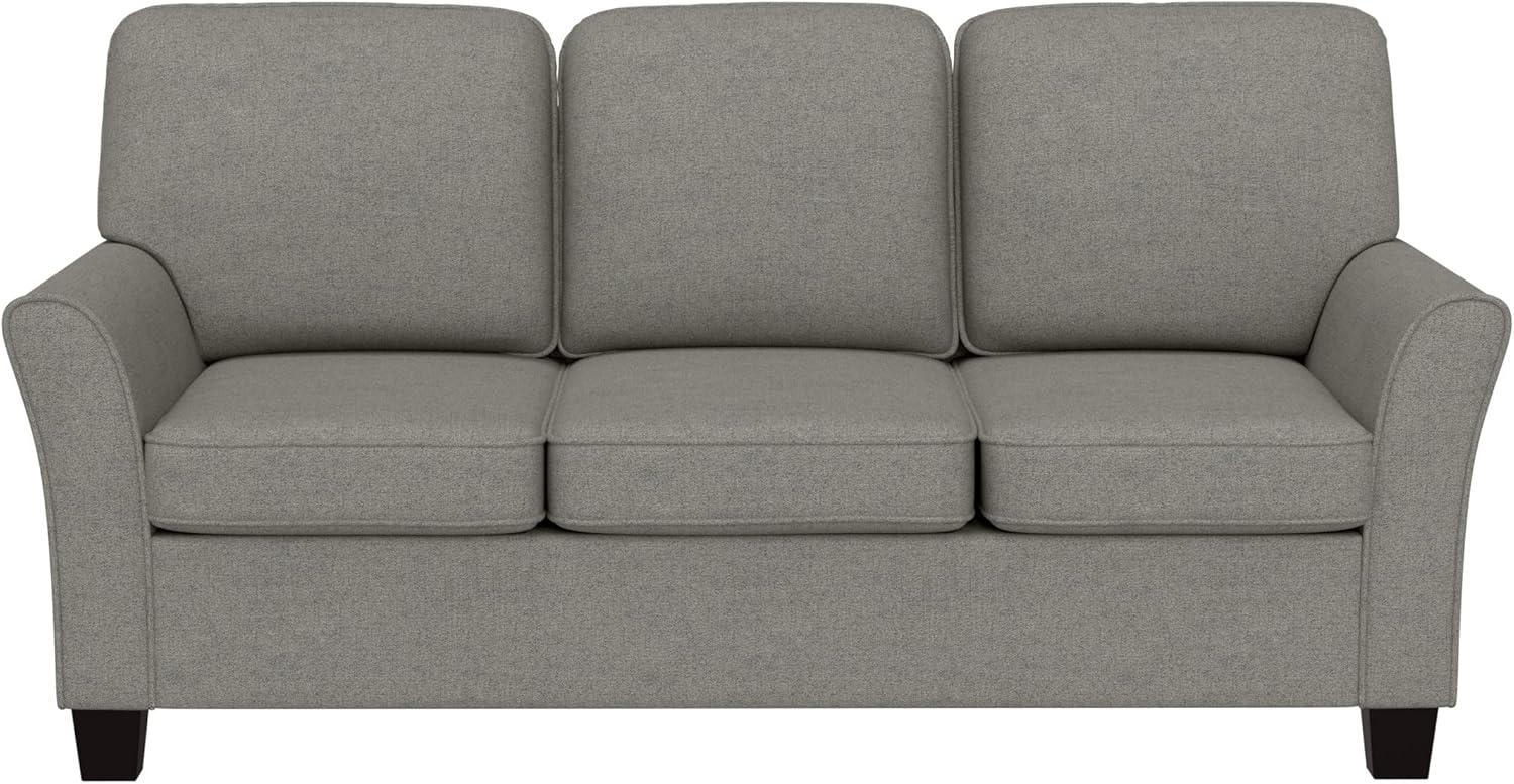 Gray Fabric Upholstered Sofa with Removable Cushions and Rolled Arms