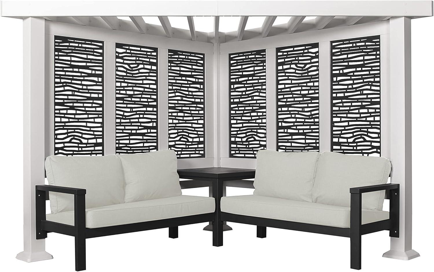 Backyard Discovery Backyard Discovery Ridgedale 12' x 8' Modern Galvanized Steel Cabana Corner Pergola with Shade Sail Canopy and Conversation Seating