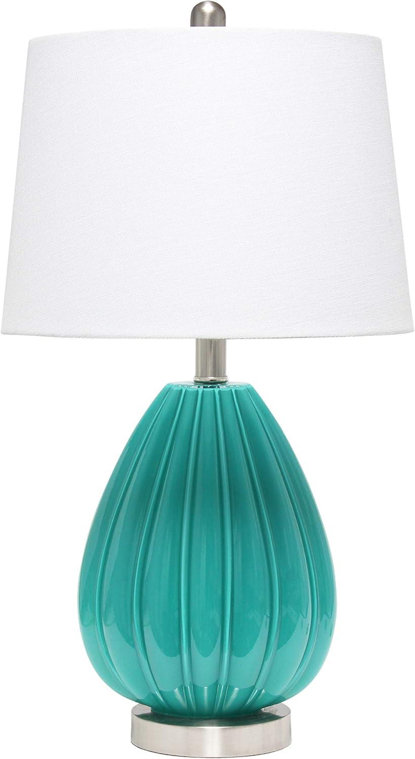Elegant Designs Modern Creased Table Lamp with Fabric Shade - Teal