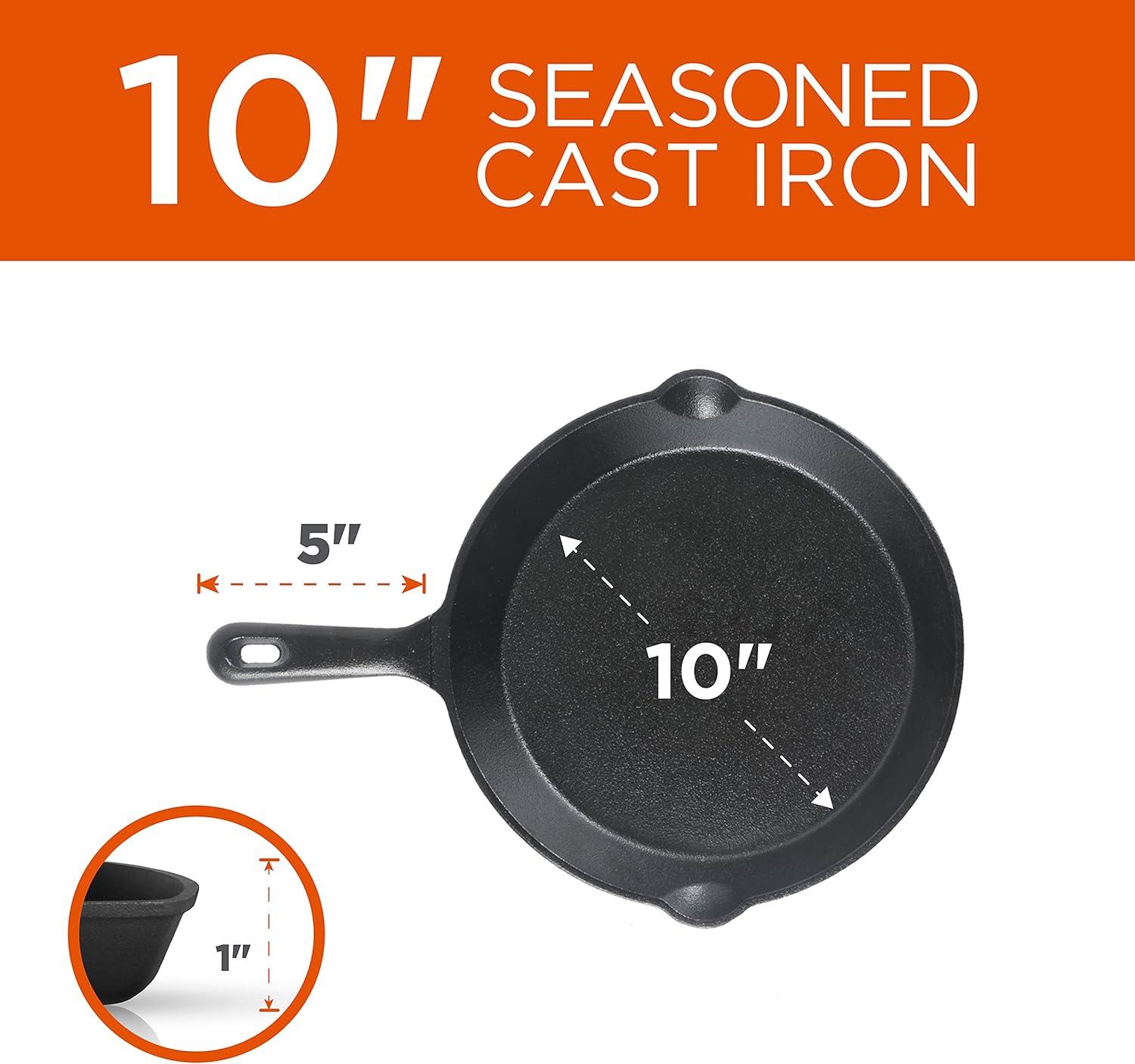 Commercial Chef 3-Piece Cast Iron Skillet Set - 8"/10"/12"