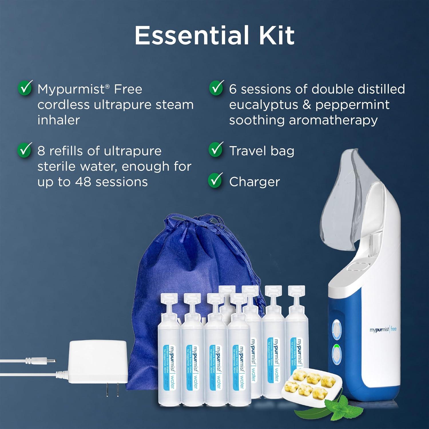 New! Mypurmist Free Ultrapure Handheld Personal Steam Inhaler, Vaporizer and Humidifier(Cordless)