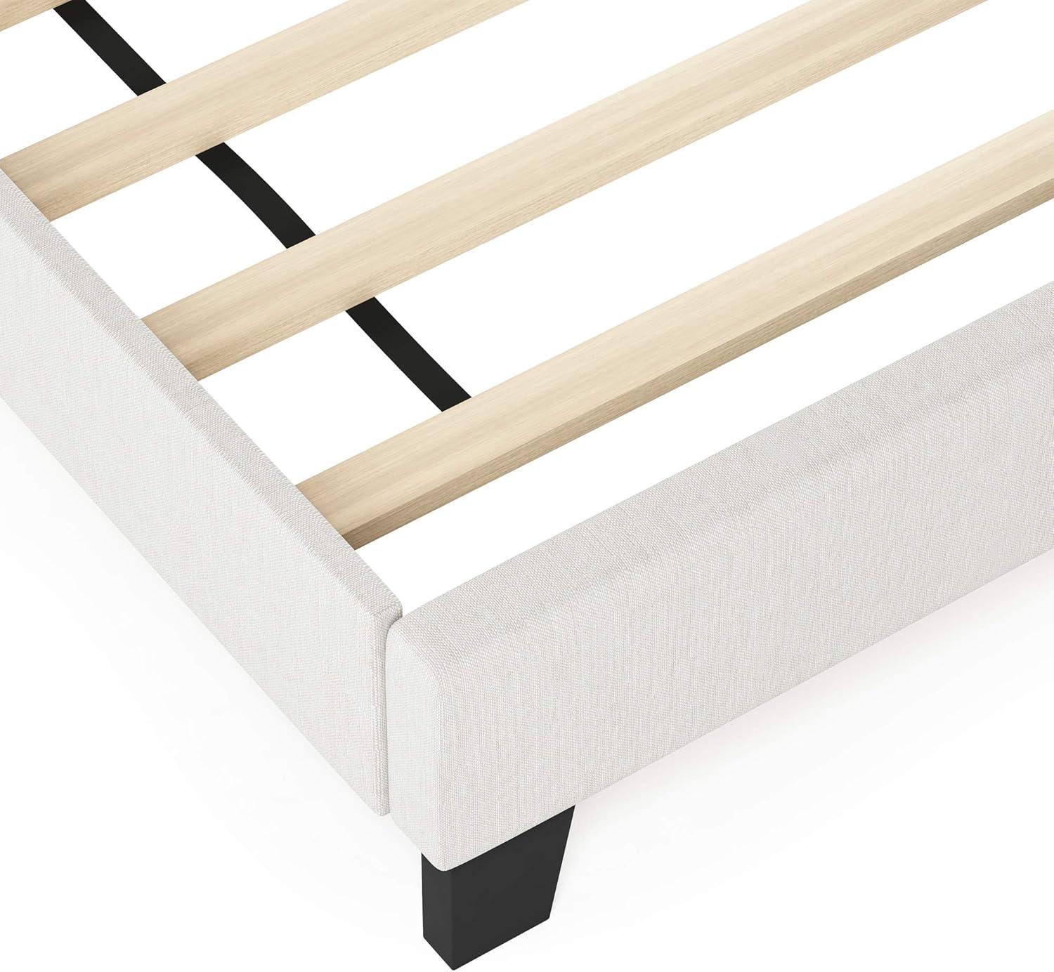 Furinno Nadia Nailhead, King, Linen,Trim Bed Frame "with" Storage and Mattress, Gray