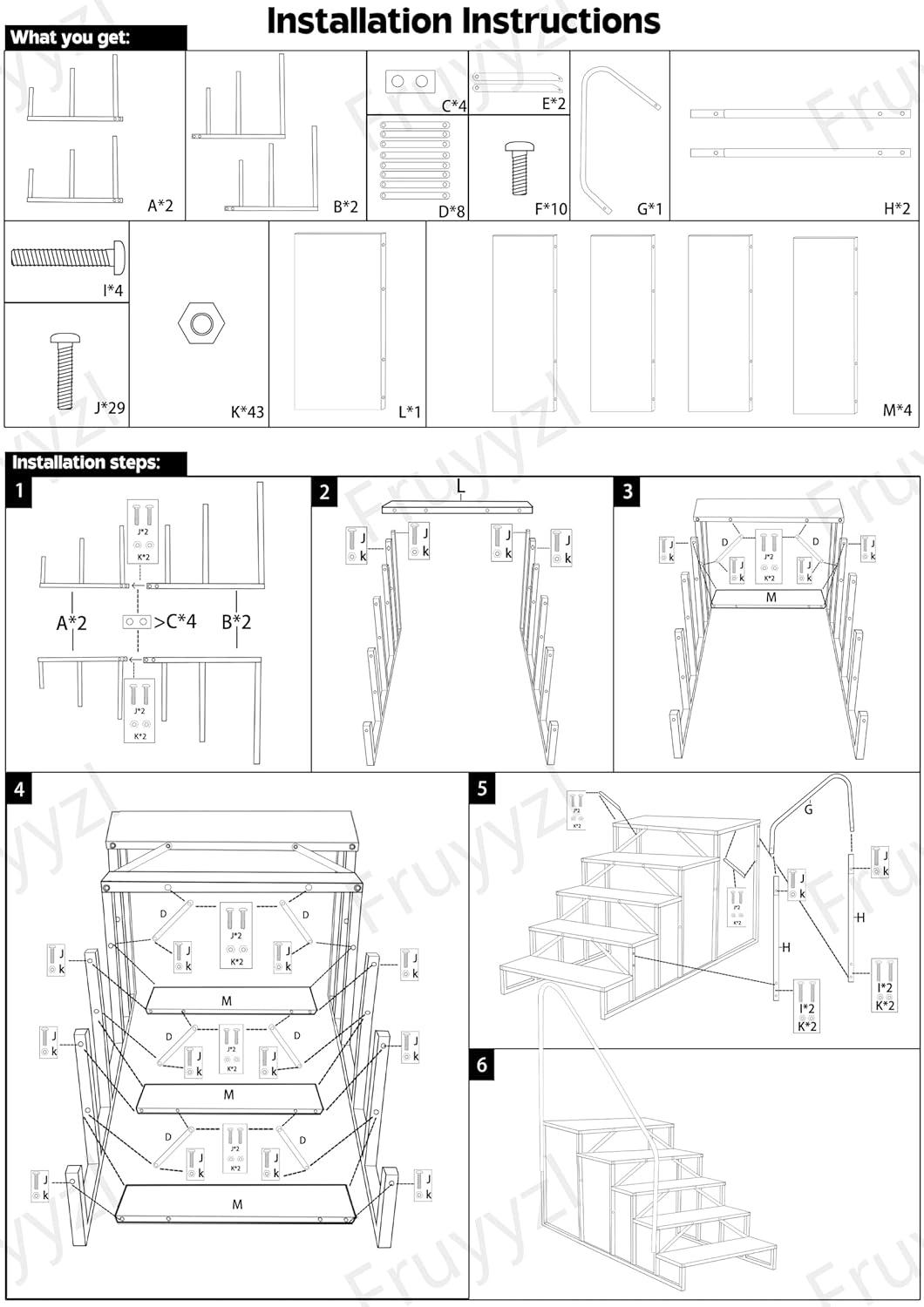 Tcbosik RV Steps with Handrail, 5 Steps Ladder Hot Tub Steps, Portable Stairs Step with Anti-Slip Panel, Heavy Duty Metal Mobile Home Stairs for Outdoor RV Step, Camper Trailer, Black