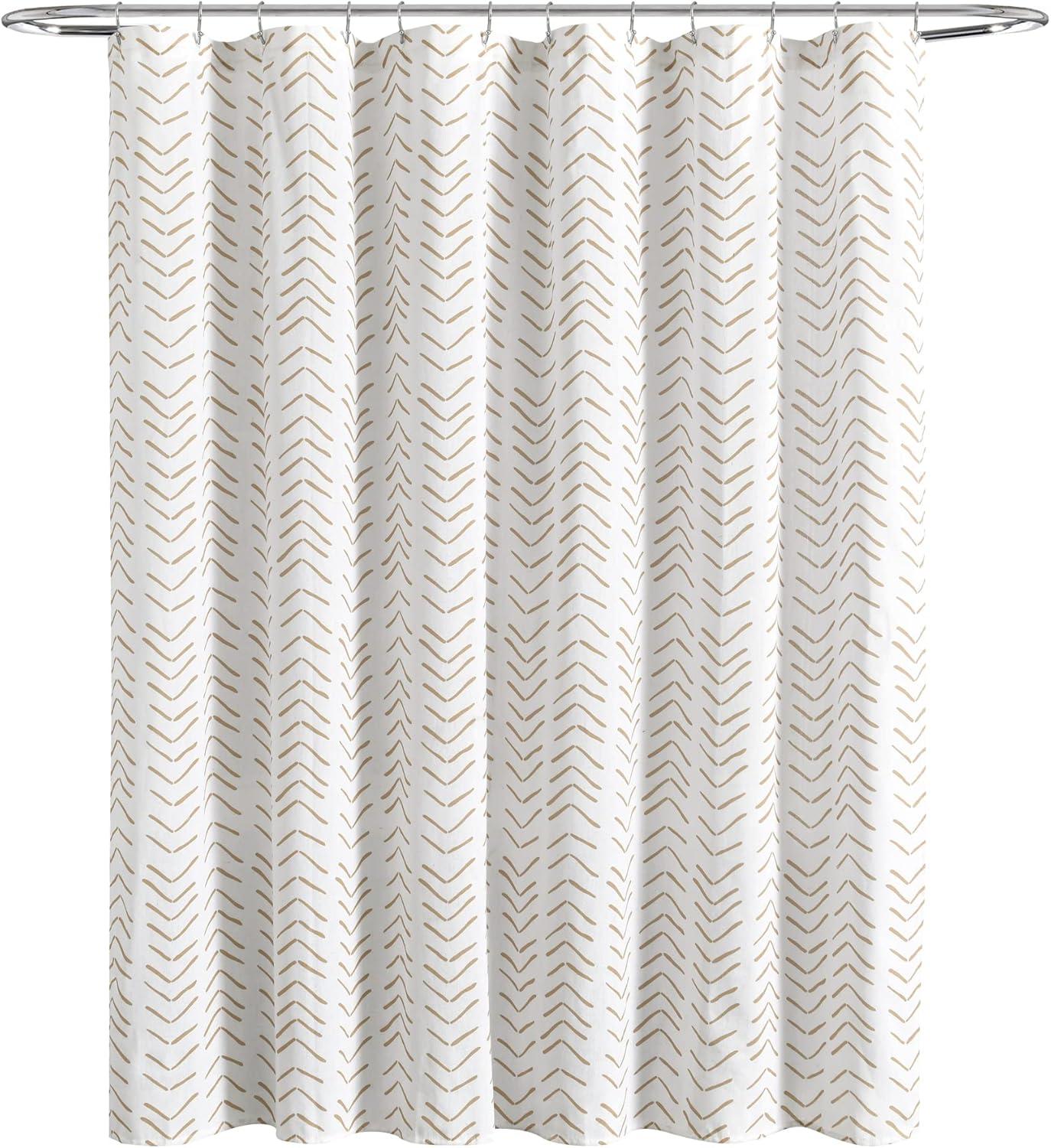 Lush Decor Hygge Modern Arrow Linen Look Shower Curtain Wheat/White Single 72X72