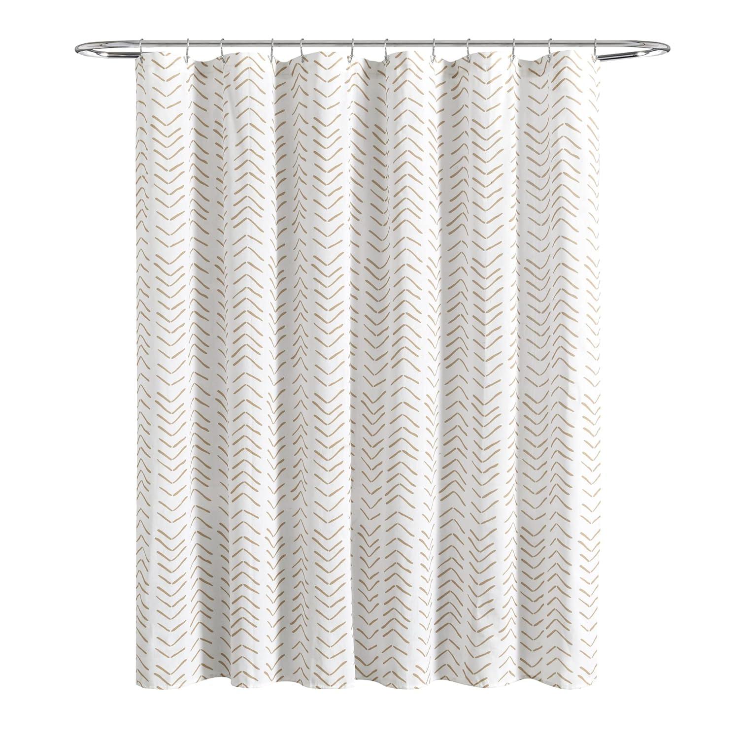 Lush Decor Hygge Modern Arrow Linen Look Shower Curtain Wheat/White Single 72X72