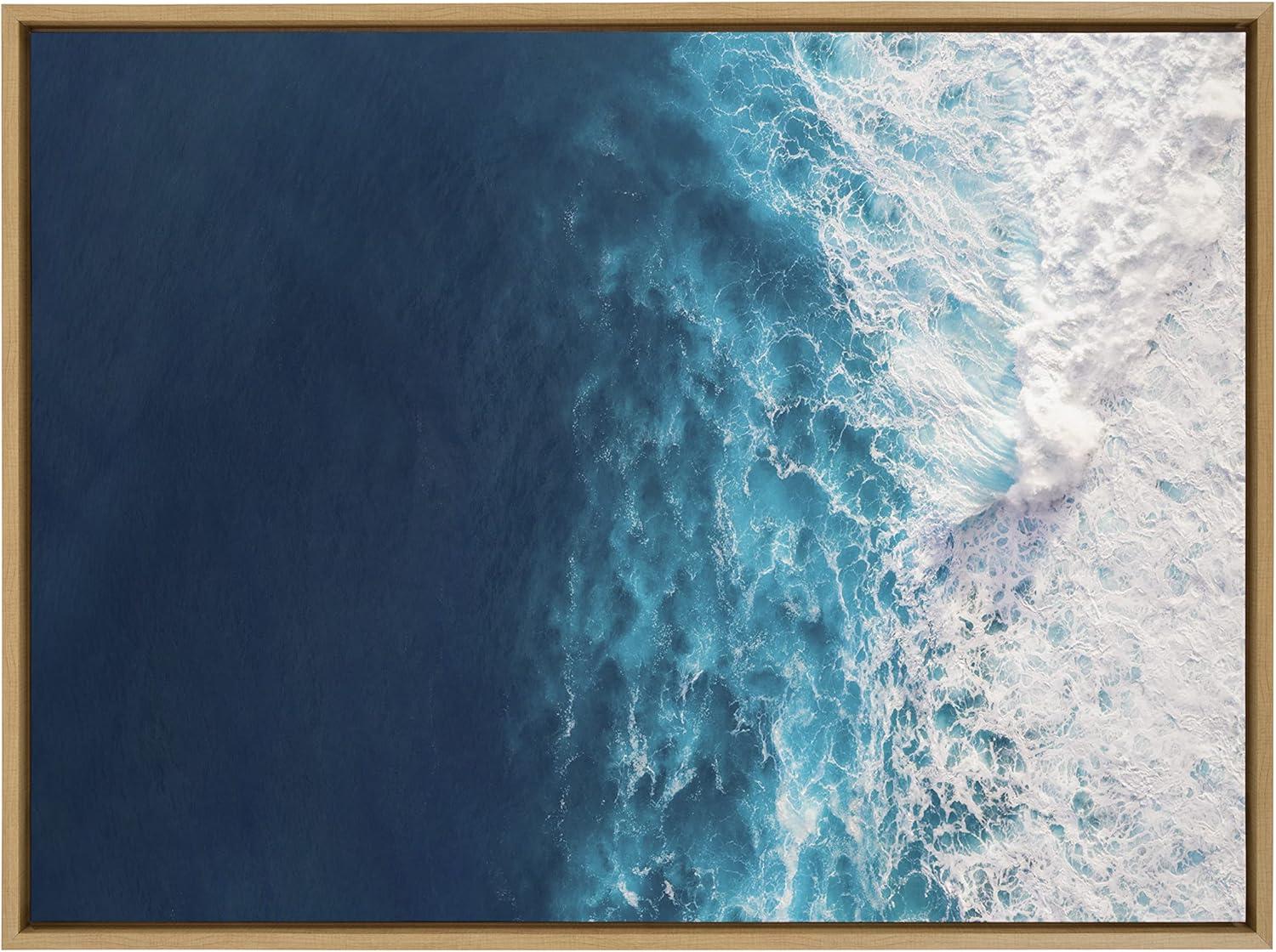 28" x 38" Sylvie Seascape Splashing Wave Frame Canvas by Creative Bunch - Kate & Laurel All Things Decor