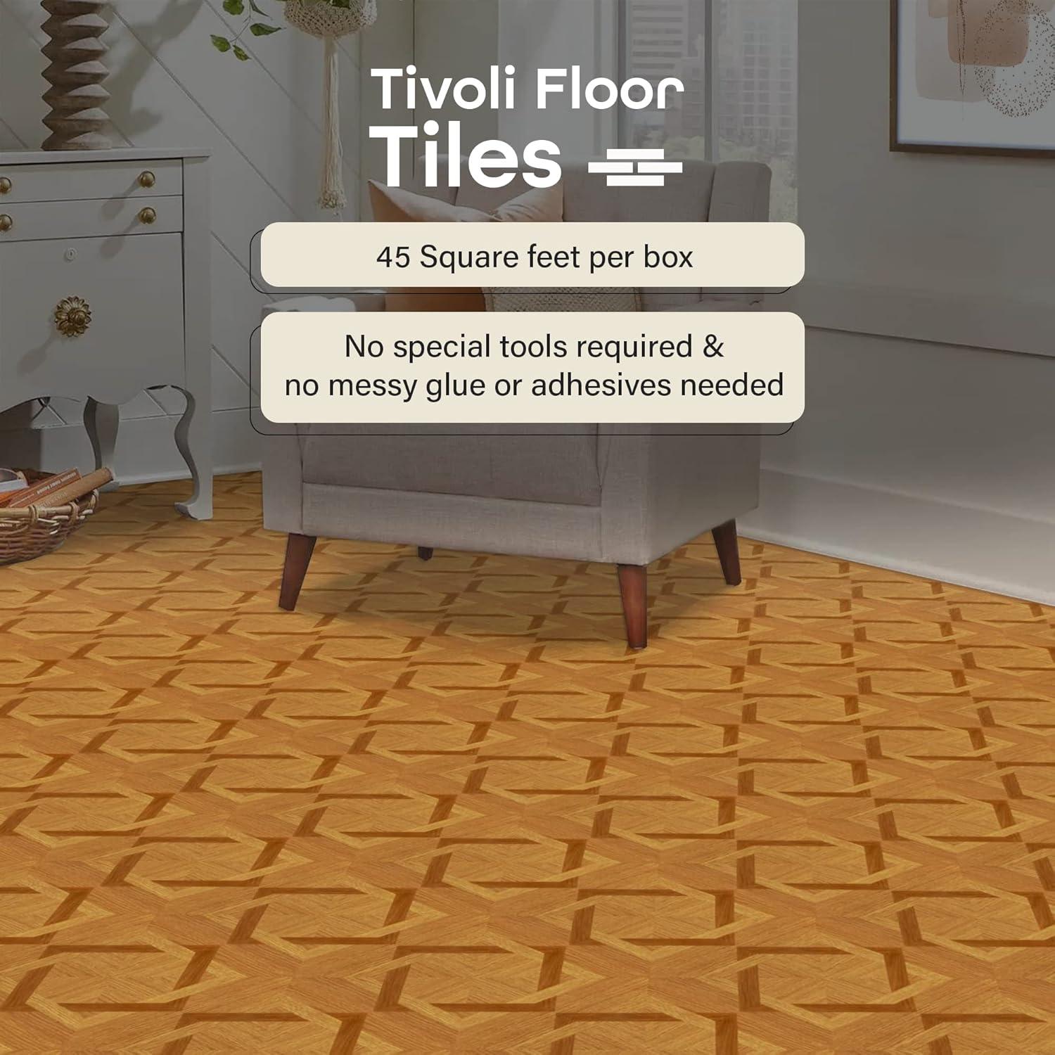 Tivoli 12'' x 12'' Brown Wood Diamond Self-Adhesive Vinyl Floor Tiles