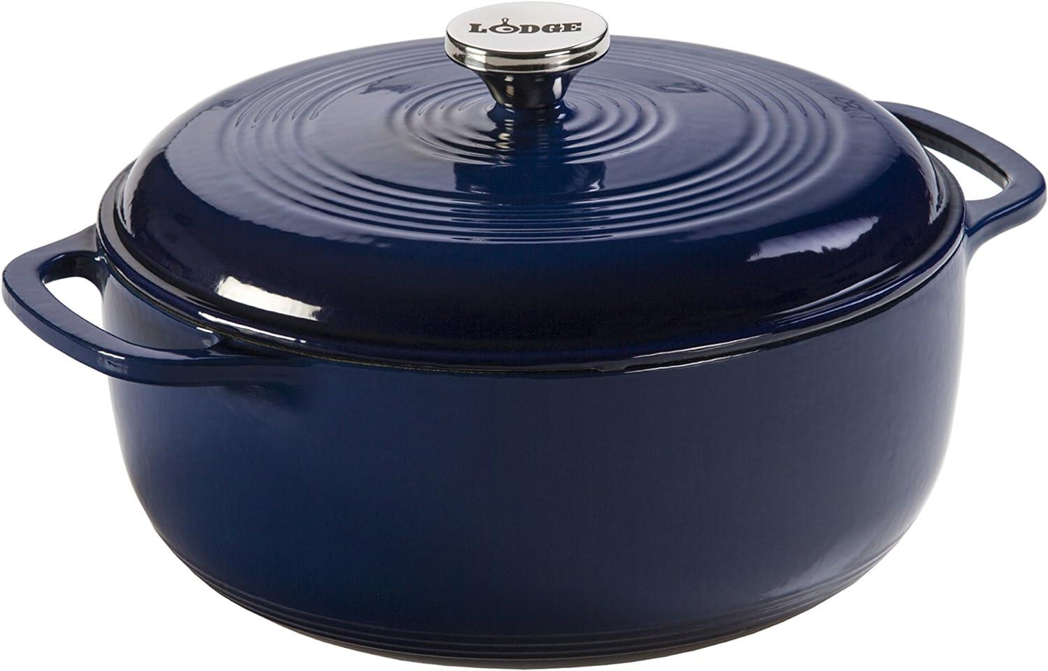 Lodge Cast Iron 6 Quart Enameled Dutch Oven, Indigo