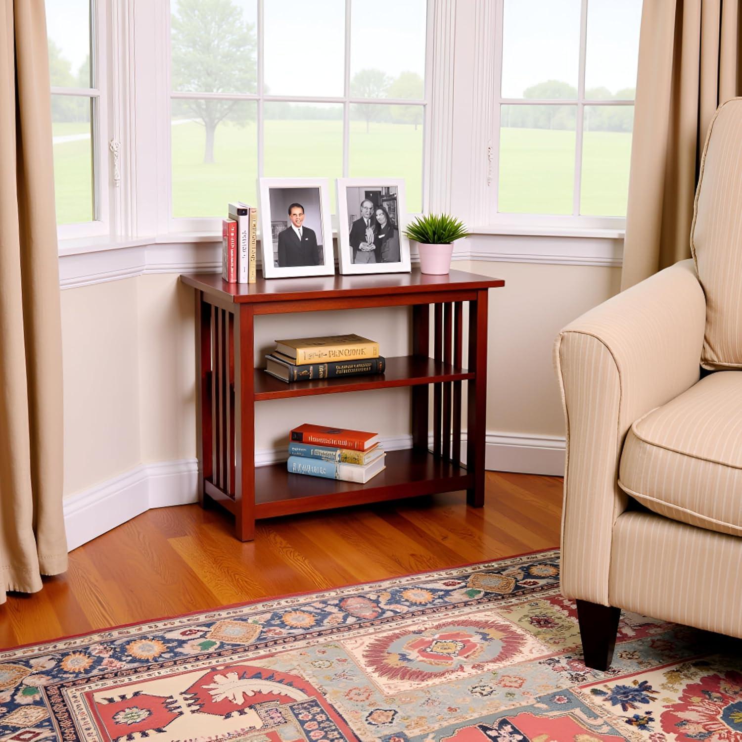 24" 2-shelf Bookshelf Wood Cherry - Alaterre Furniture: Mid-Century Modern, Stained Finish, Fixed Shelves