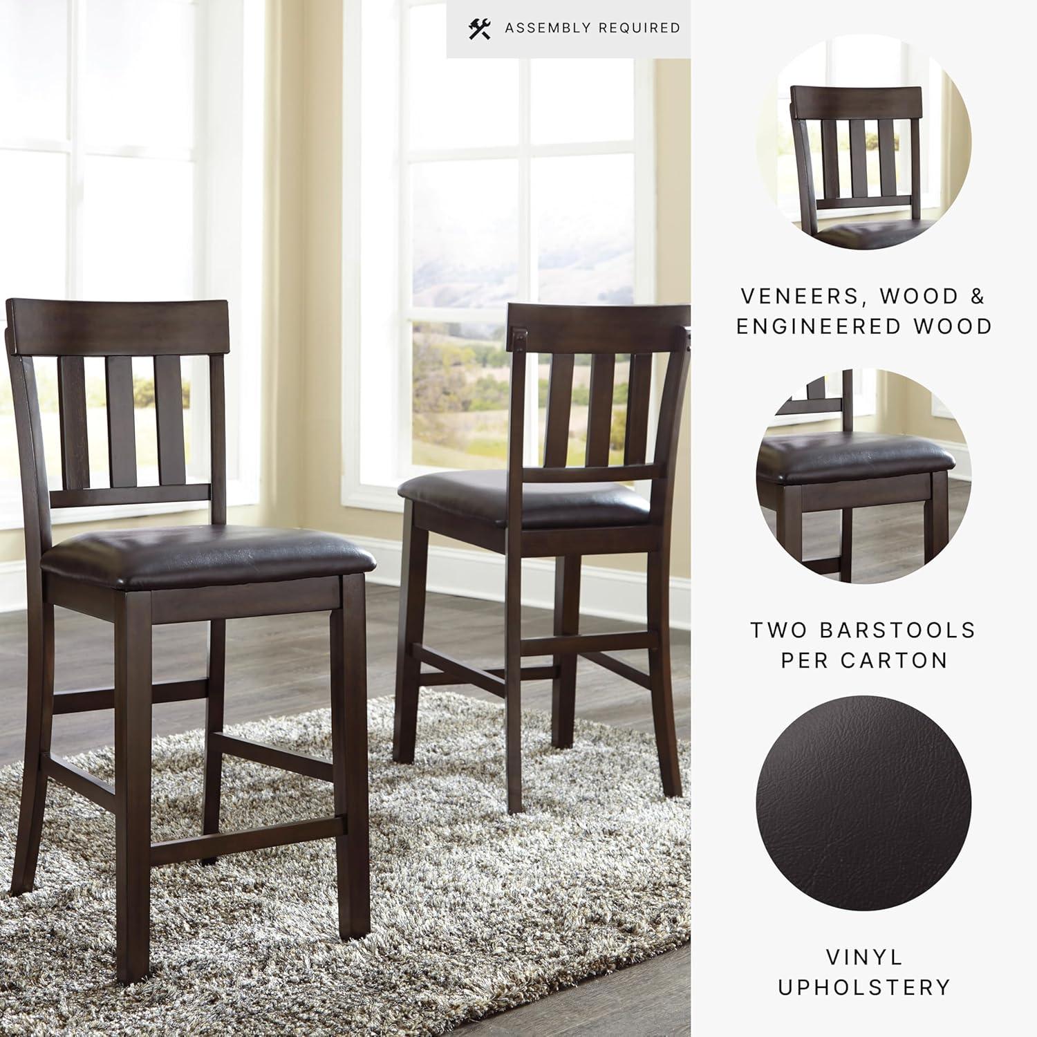 Signature Design by Ashley Haddigan Counter Height Upholstered Barstool, Set of 2, Dark Brown
