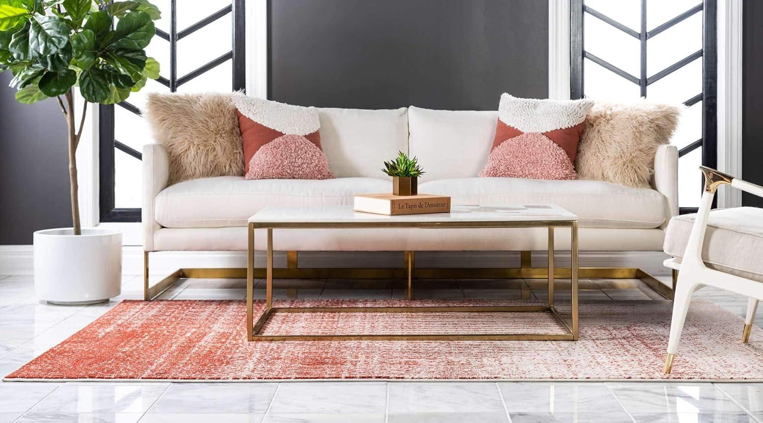 Unique Loom Del Mar Collection Area Rug - Jennifer (10' x 13' 1" Rectangle Red/Beige)