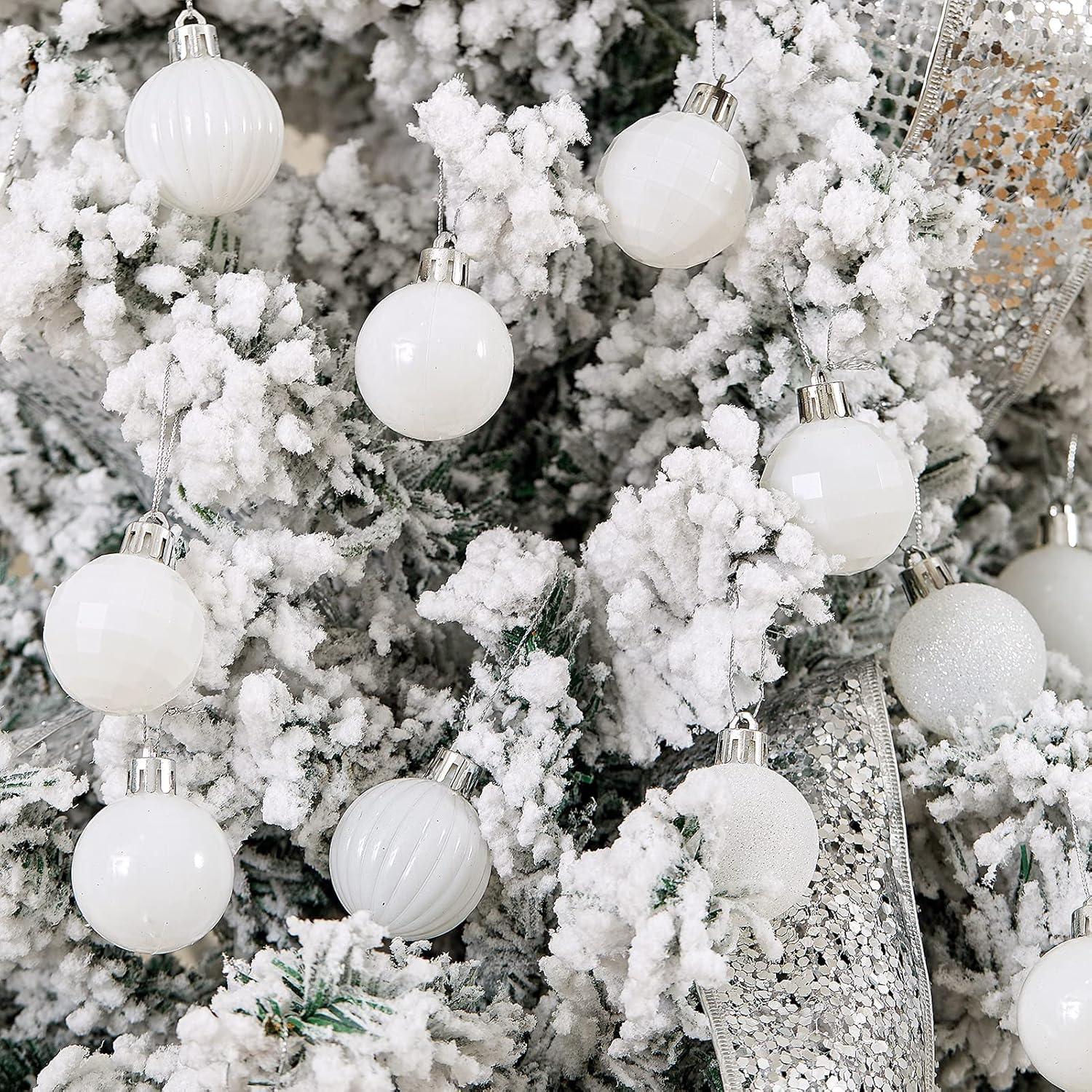 XmasExp 24ct Christmas Ball Ornaments Shatterproof Xmas Tree Hanging Balls Decorations Perfect for Halloween Decorations Holiday Wedding Christmas Decor(2.36"/60mm, White)