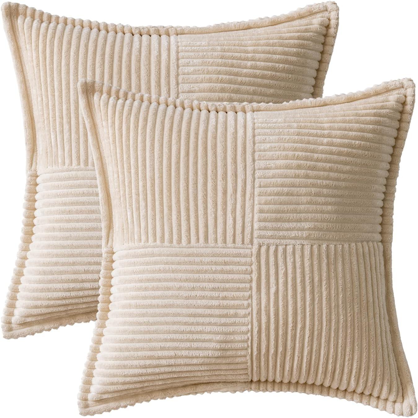 Line Apparel ecommerce Corduroy Pillow Covers With Splicing Set Of 2