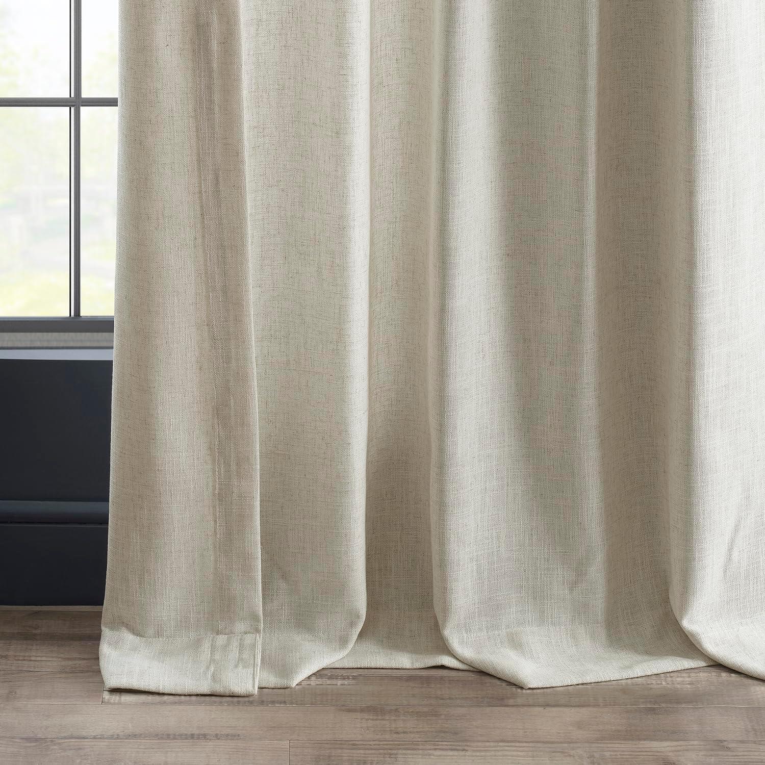 Malted Cream Heavy Faux Linen Curtain (1 Panel), Malted Cream, 50W X 108L