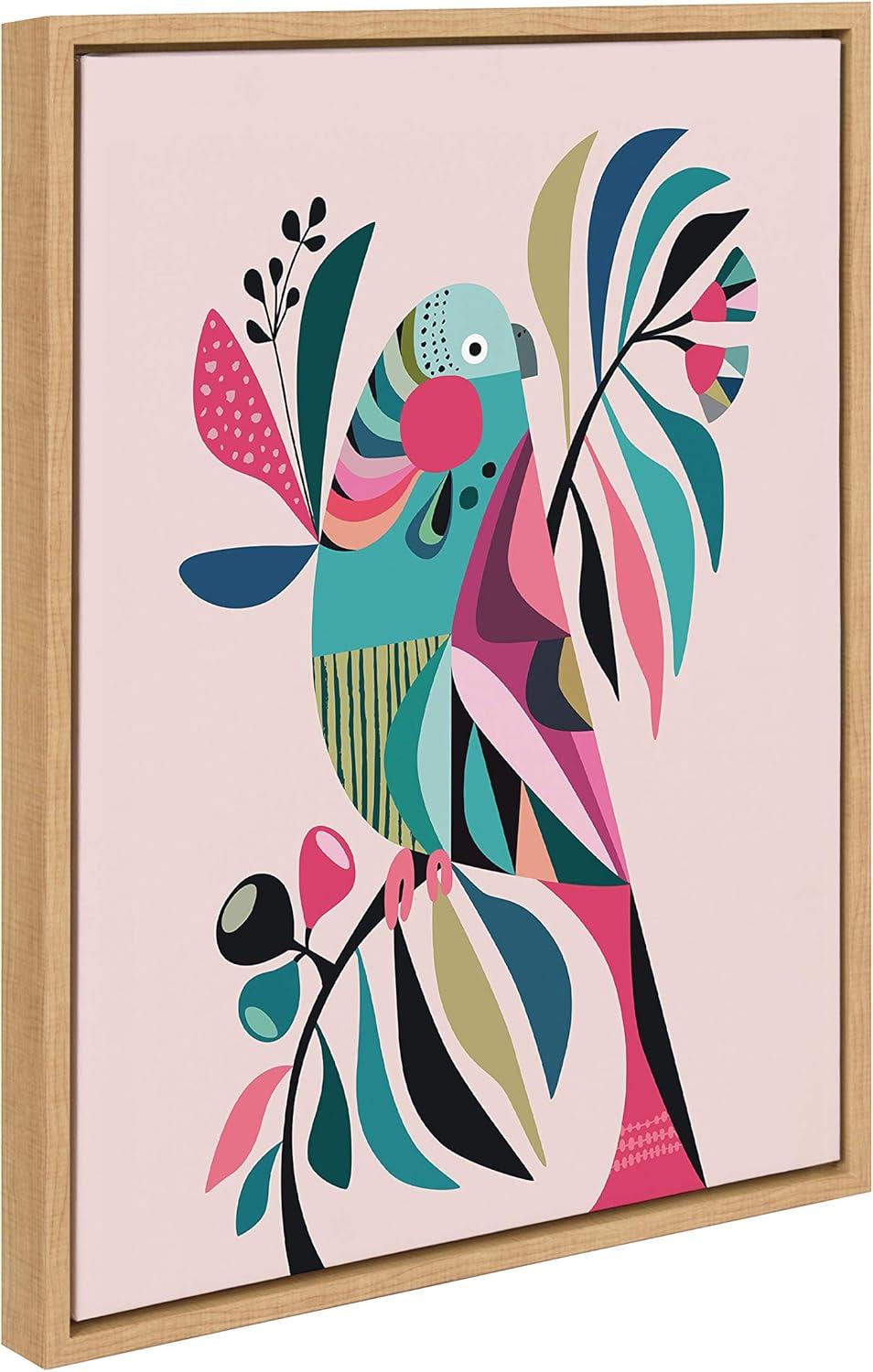 18" x 24" Sylvie Parakeet Framed Canvas Wall Art by Rachel Lee - Kate And Laurel