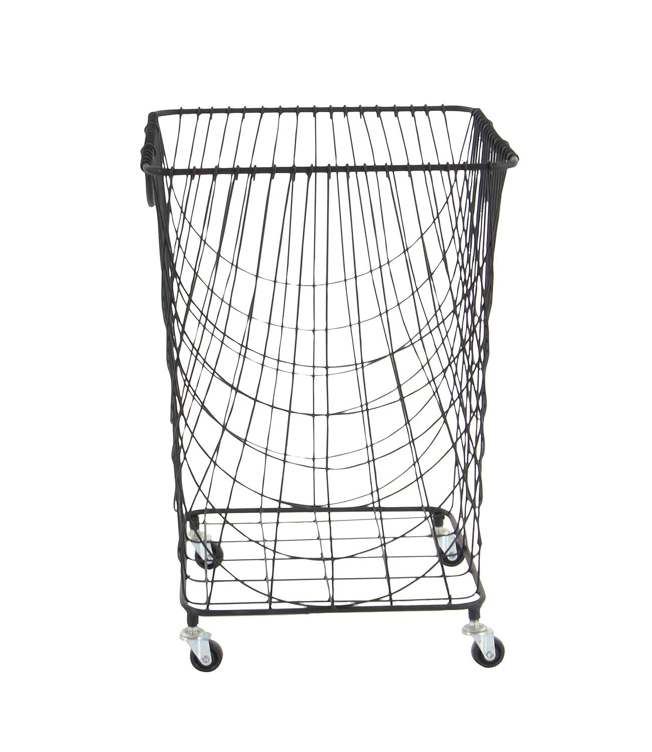 Metal Deep Set Metal Mesh Laundry Basket Storage Cart with Wheels and Handles
