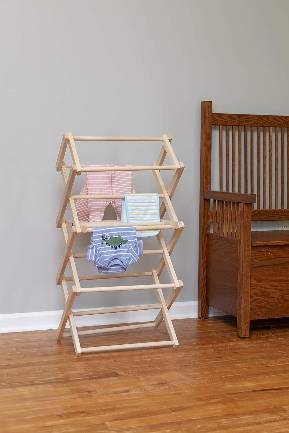 Pennsylvania Woodworks Premium American Maple Clothes Drying Rack - Handcrafted in Pennsylvania - Solid Wood Construction, Collapsible, Eco-Friendly Laundry Solution (X-Large)