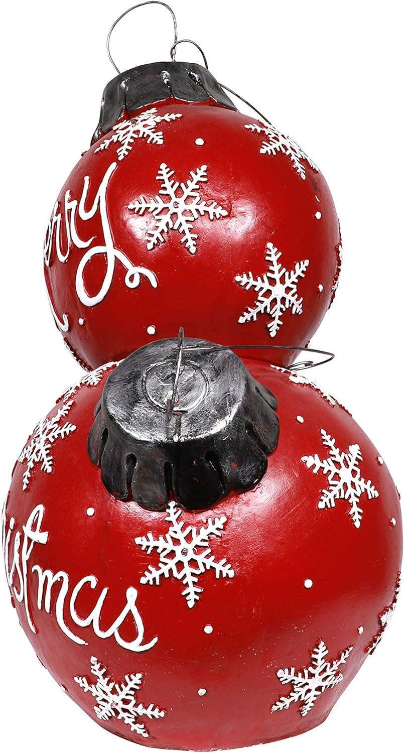 Alpine Corporation 21" x 16" x 30" Light-Up Freestanding Christmas Ball Ornament Decor, Red