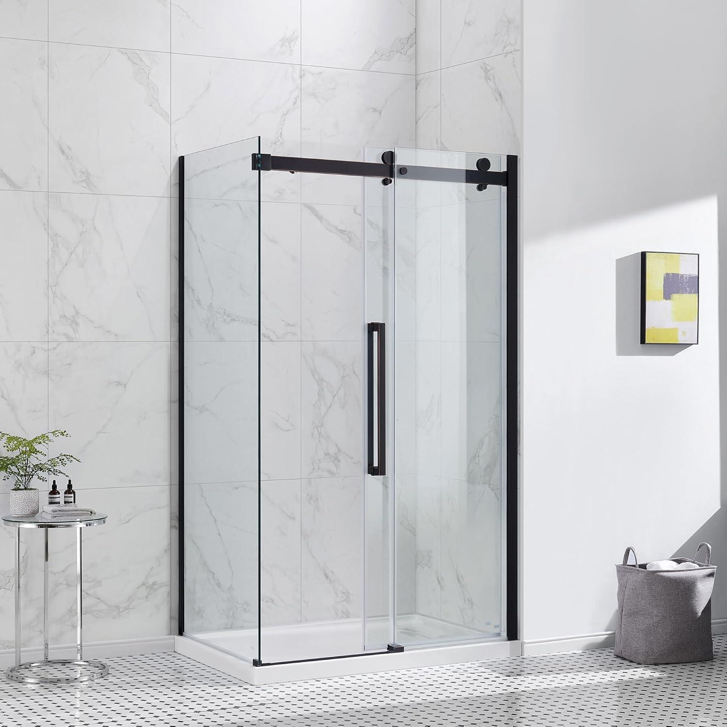 OVE Decors Bel Soft Close Stainless Steel 3-Piece 32-in x 48-in x 81-in Base/Door Corner Shower Kit