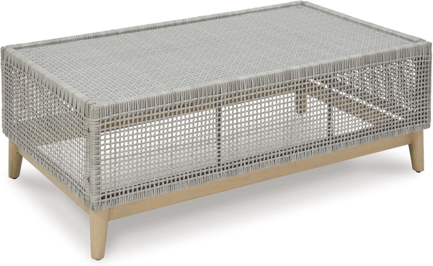 Gray Resin Wicker Rectangular Outdoor Coffee Table